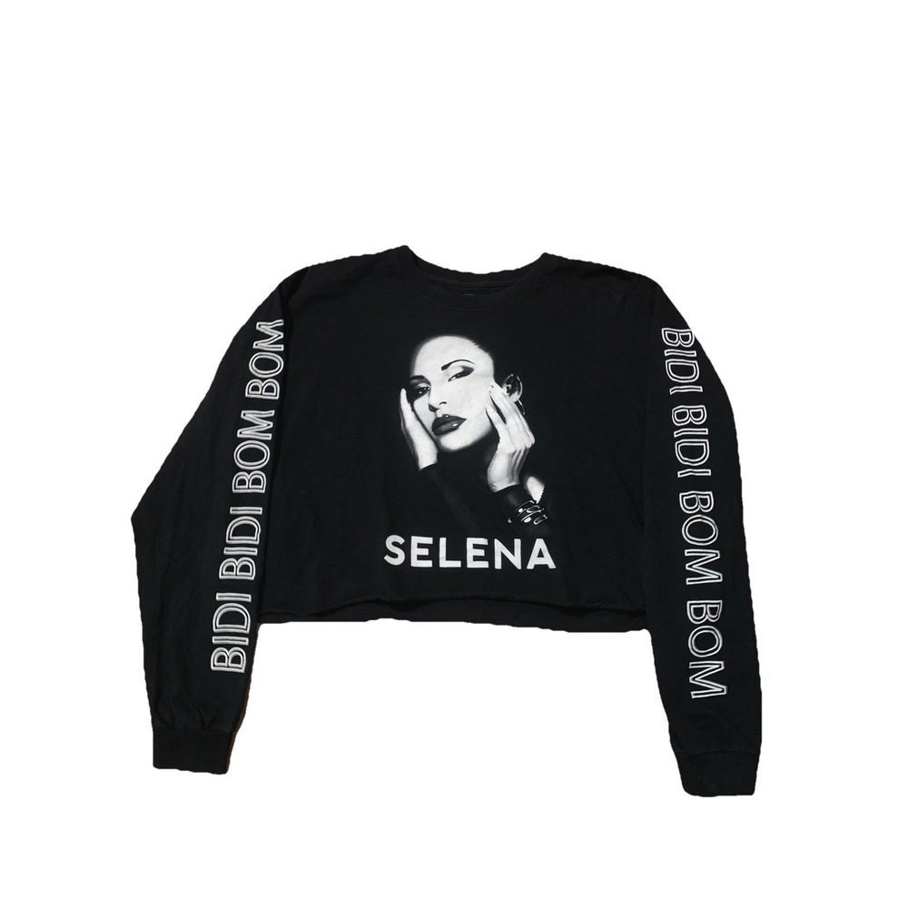 Official Selena Merch T-Shirt Women's Size L Bidi Bidi Bom Bom Cropped Top Black